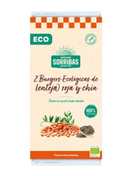 HAMBURGUESA LENTEJAS ROJAS Y CHÍA 160 GR (2x80gr) 1 UD (BARCELONA) SORRIBAS - ECO