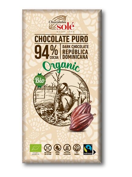 TABLETA CHOCOLATE NEGRO 94% 100 GR - SIN GLUTEN (BARCELONA) ECO - SOLÉ