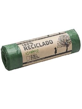 BOLSA BASURA PLÁST. RECICLADO/BLE VERDE 30 L X 15 BOLSAS 1 UD (ALAQUÀS) RELEVO