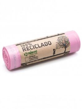 BOLSA BASURA PLÁST. RECICLADO/BLE PERFUMADA ROSA 30 L X 15 BOLSAS 1 UD (ALAQUÀS) RELEVO