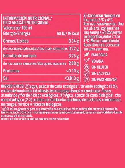 KOMBUCHA BERRYVIDA SABOR FRUTOS DEL BOSQUE 250 ML 1 UD - CRISTAL (BADAJOZ) KOMVIDA - ECO