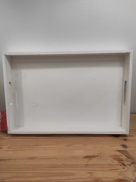 CESTA BANDEJA GRANDE DE MADERA LISA COLOR BLANCO 45 x 30 x 5,2 CM 1 UD