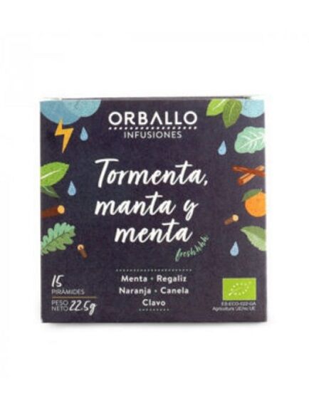 INFUSIÓN TORMENTA, MANTA Y MENTA 1 X 15 UD 22,5 GR - COMPOSTABLE (GALICIA) ORBALLO - ECO