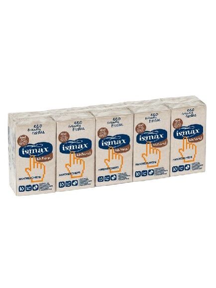 30073X10_PAÑUELOS DE BOLSILLO PAPEL RECICLADO Y SIN BLANQUEANTES PACK 10 UD ECO ISMAX RAONS DE PES