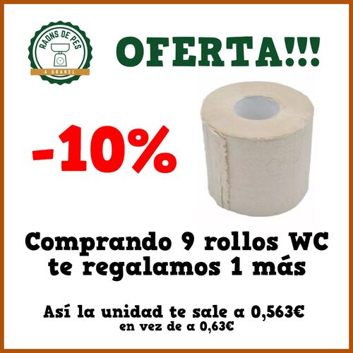 ROLLO PAPEL HIGIÉNICO WC RECICLADO Y SIN BLANQUEANTE PACK 10 UD (ESPAÑA) ISMAX - ECO