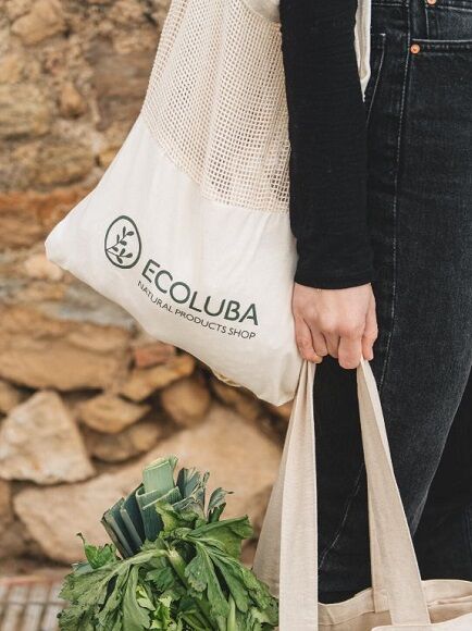 BOLSA DE COMPRA DE ALGODÓN Y MALLA TOTE BAG 38x32 CM 1 UD (GIRONA) ECOLUBA - ECO
