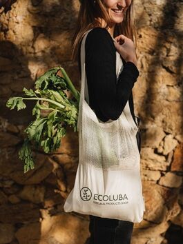 BOLSA DE COMPRA DE ALGODÓN Y MALLA TOTE BAG 38x32 CM 1 UD (GIRONA) ECOLUBA - ECO