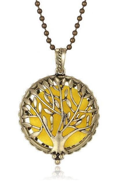 COLGANTE DE AROMATERAPIA ÁRBOL DE LA VIDA  + COLLAR, EN COLOR DORADO 1 UD