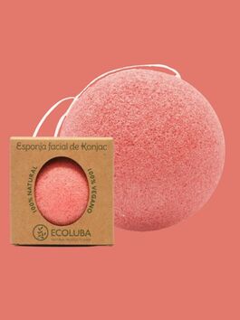 ESPONJA FACIAL DE KONJAC ROJA PARA PIEL SENSIBLE Y ANTIEDAD 1 UD. (CHINA) ECOLUBA