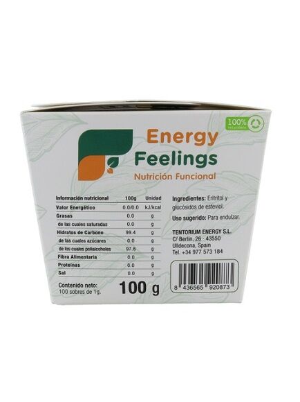 ESTEVIA + ERITRITOL 100 SOBRES INDIVIDULALES 1 UD (XXXXXX) ENERGY FEELINGS - ECO