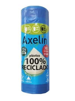 BOLSA BASURA PLÁST. RECICLADO/BLE AZUL 30 L X 15 BOLSAS 1 UD (ALACUAS) AXELIN