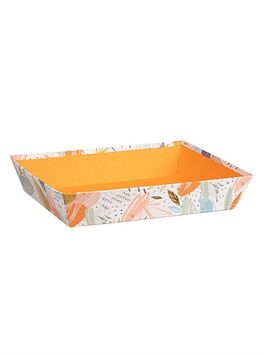 CESTA BANDEJA DE CARTÓN KRAFT RECTANGULAR NARANJA FRESCURA GRANDE 1 UD (FRANCIA)