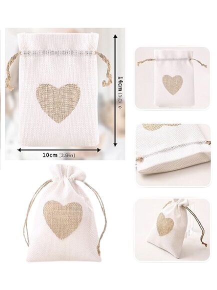 SAQUITO CORAZÓN 100% YUTE NATURAL 10 x 14 CM 1 UD (CHINA)