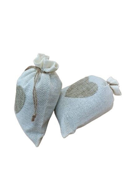 SAQUITO CORAZÓN 100% YUTE NATURAL 10 x 14 CM LLENO DE LAVANDA EN FLOR 1 UD