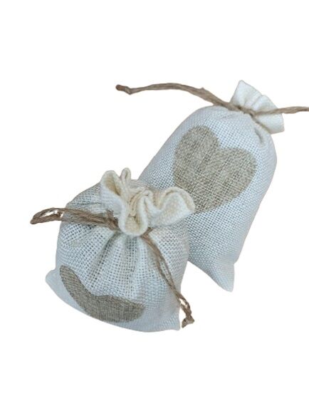 SAQUITO CORAZÓN 100% YUTE NATURAL 10 x 14 CM LLENO DE LAVANDA EN FLOR 1 UD