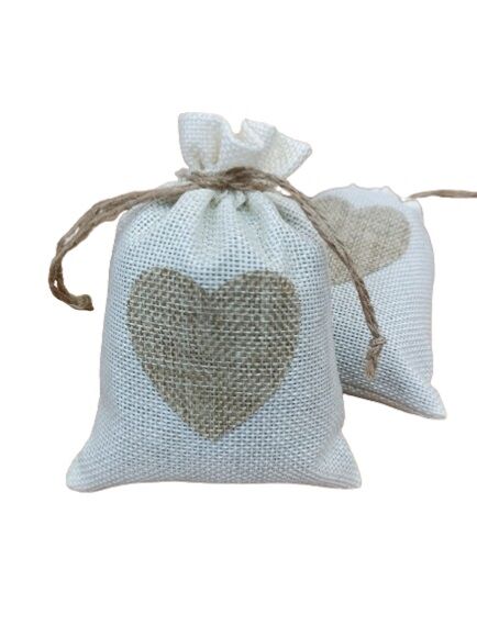 SAQUITO CORAZÓN 100% YUTE NATURAL 10 x 14 CM LLENO DE LAVANDA EN FLOR 1 UD