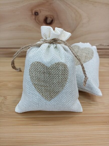 SAQUITO CORAZÓN 100% YUTE NATURAL 10 x 14 CM LLENO DE LAVANDA EN FLOR 1 UD