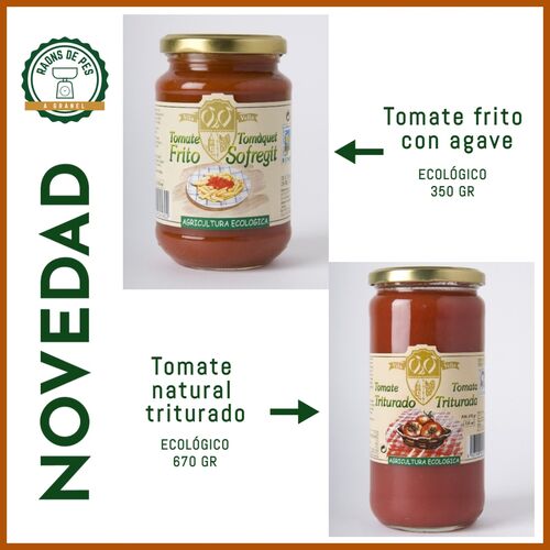 TOMATE FRITO CON AGAVE 350 GR 1 UD - CRISTAL - SIN GLUTEN (LLEIDA) CAL VALLS - ECO
