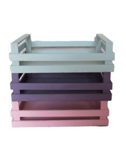 8000006413653_CESTA BANDEJA MADERA GRANDE BL PALLETS DIFERENTES COLORES 1 UD RAONS DE PES