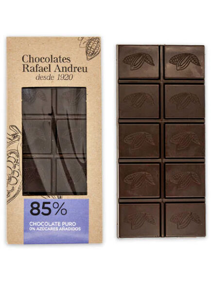 TABLETA ARTESANA DE CHOCOLATE NEGRO 85% SIN AZÚCAR 70 GR 1 UD (TORRENTE) RAFAEL ANDREU