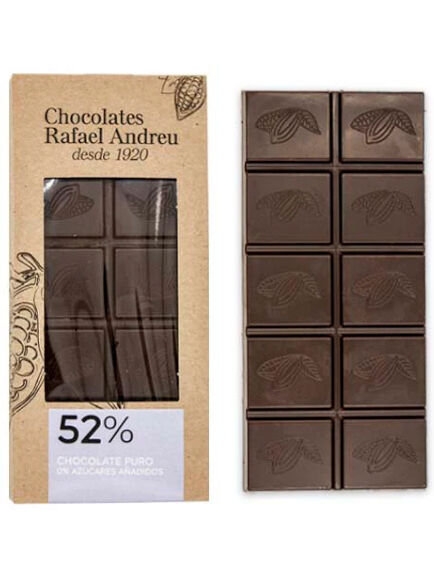 TABLETA ARTESANA DE CHOCOLATE NEGRO 52% SIN AZÚCAR 70 GR 1 UD (TORRENTE) RAFAEL ANDREU