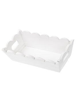 CESTA BANDEJA MADERA ONDULADA RECTANGULAR BLANCA MINI 23*12*7 CM  1 UD (XXXXXX)