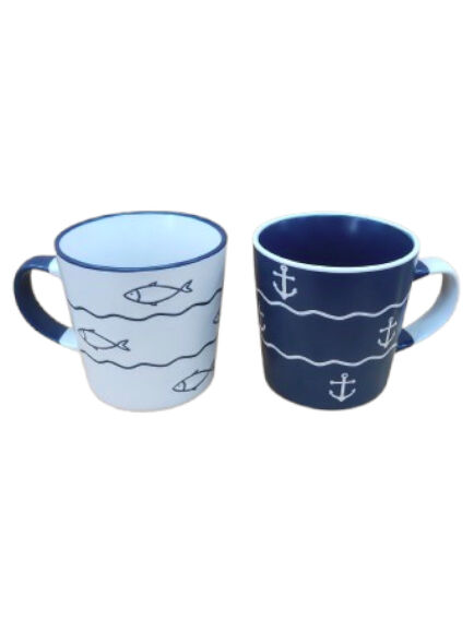 TAZA GRES CON ASA MARITIMA COLORES DIFERENTES 350 ML 1 UD (CHINA)