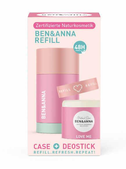 DESODORANTE SÓLIDO EN BARRA LOVE ME EN ENVASE REUTILIZABLE + RECARGA 40 GR 1 UD (ALEMANIA) BEN&ANNA - ECO