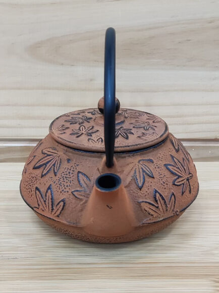 TETERA DE HIERRO FUNDIDO CON COLADOR COLOR TEJA CON HOJAS 600 ML 1 UD (JAPÓN)